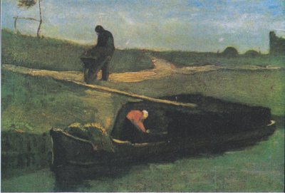 Peat Boat with Two Figures by Vincent van Gogh